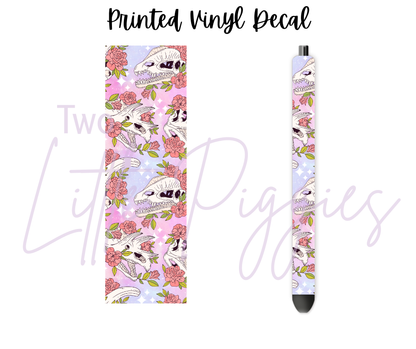 Printed Vinyl - Dinosaur Skulls and Flowers