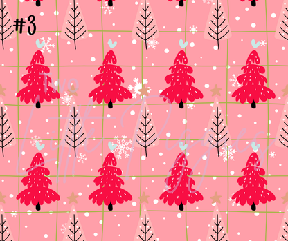 Printed Vinyl - Retro Pink Christmas