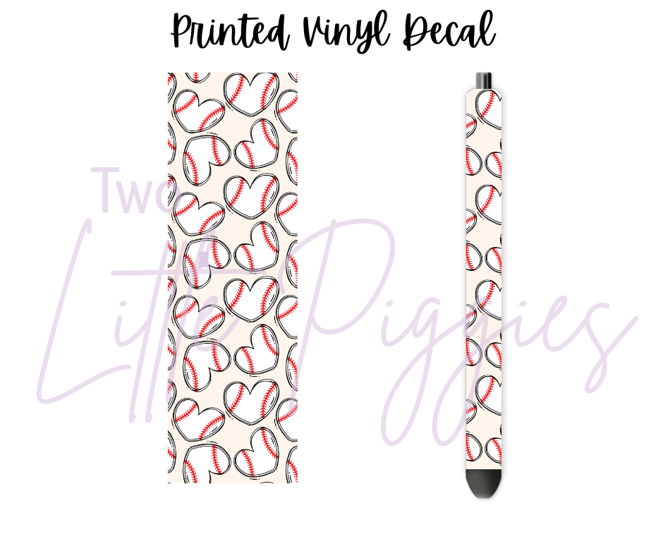 Printed Vinyl - Baseball Hearts