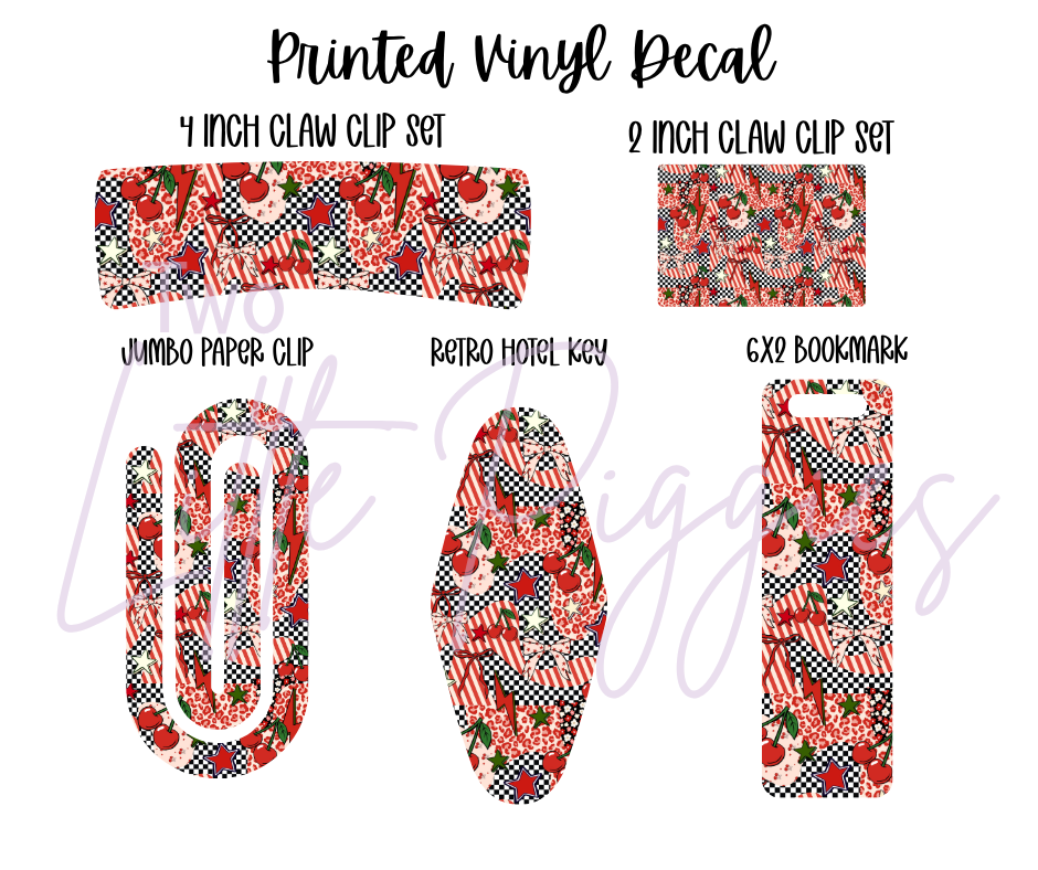 Printed Vinyl - Grunge Checkered Cherries