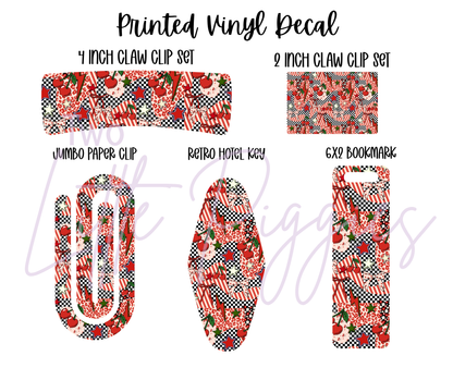 Printed Vinyl - Grunge Checkered Cherries