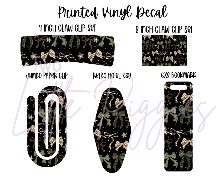 Printed Vinyl - Brown and Green Bows