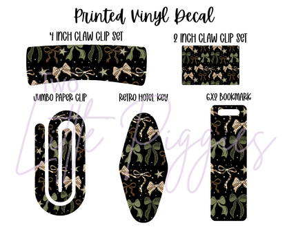 Printed Vinyl - Brown and Green Bows
