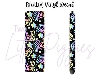 Printed Vinyl - Pastel Rainbow F*** on Black