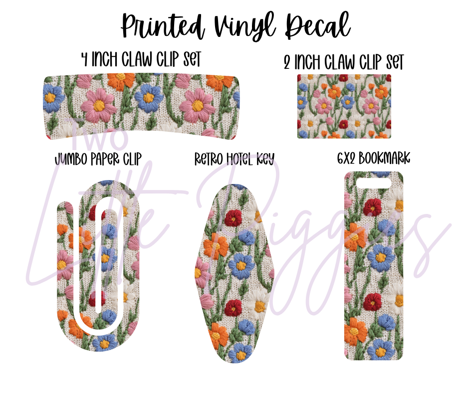 Printed Vinyl - Embroidered Flowers