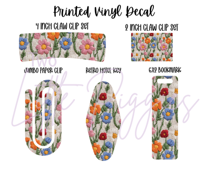 Printed Vinyl - Embroidered Flowers