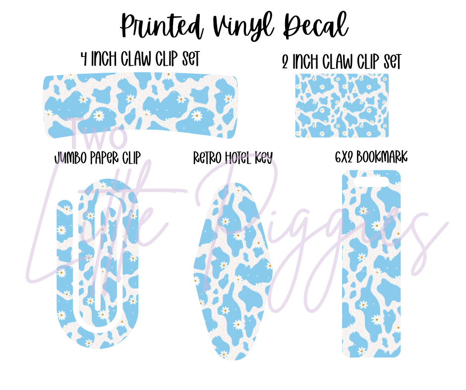 Printed Vinyl - Blue Cow Print