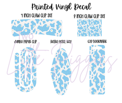 Printed Vinyl - Blue Cow Print