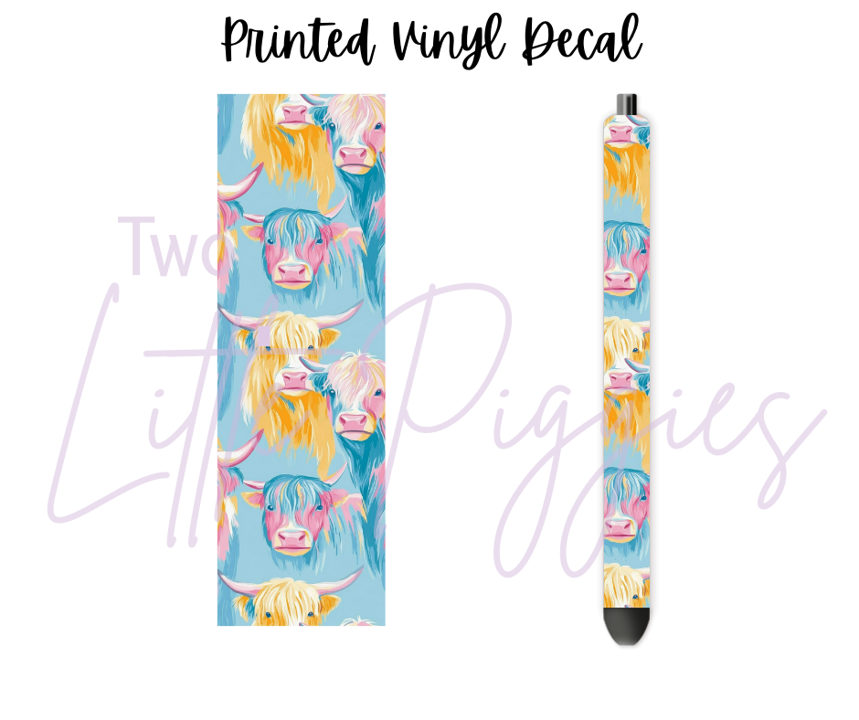 Printed Vinyl - Pastel Highland Cow