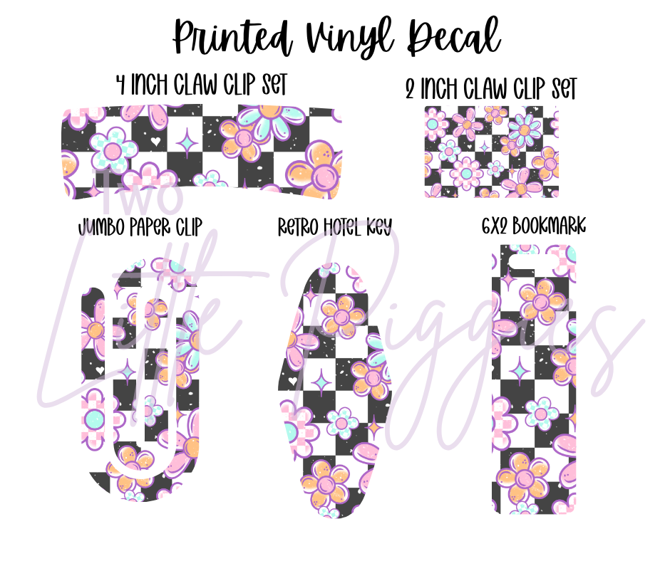 Printed Vinyl - Checker Flowers