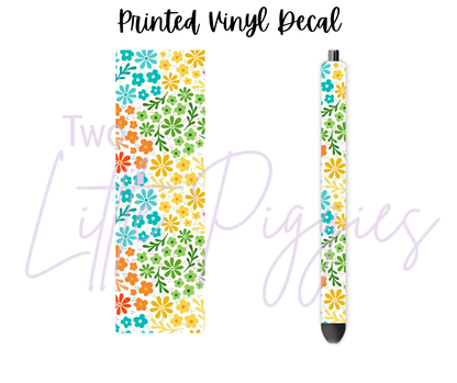 Printed Vinyl - Rainbow Flowers