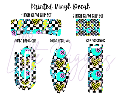 Printed Vinyl - Neon Checker 8Ball