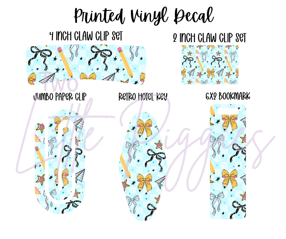 Printed Vinyl - School Bows and Paper Planes