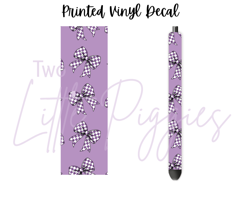 Printed Vinyl - Purple Checkered Bows