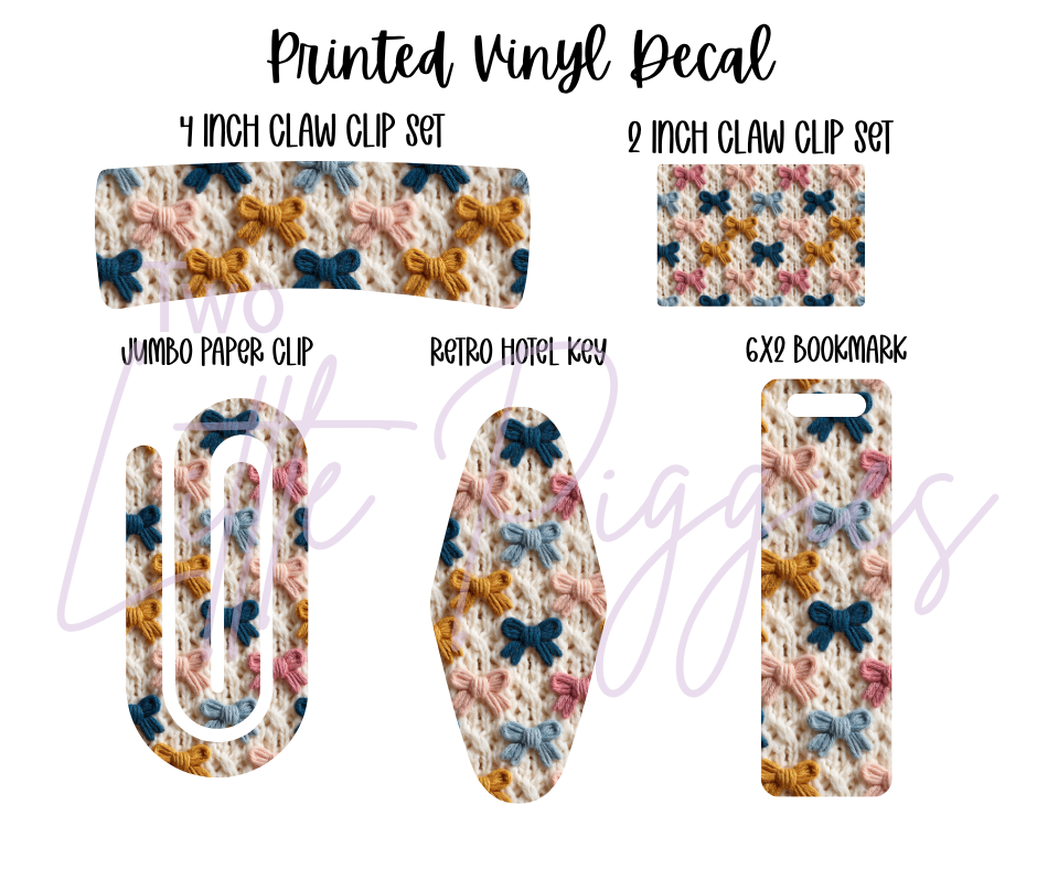 Printed Vinyl - Embroidered Bows