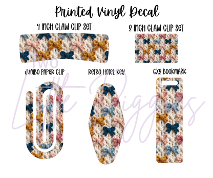 Printed Vinyl - Embroidered Bows