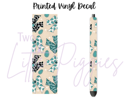 Printed Vinyl - Western Teal Bows