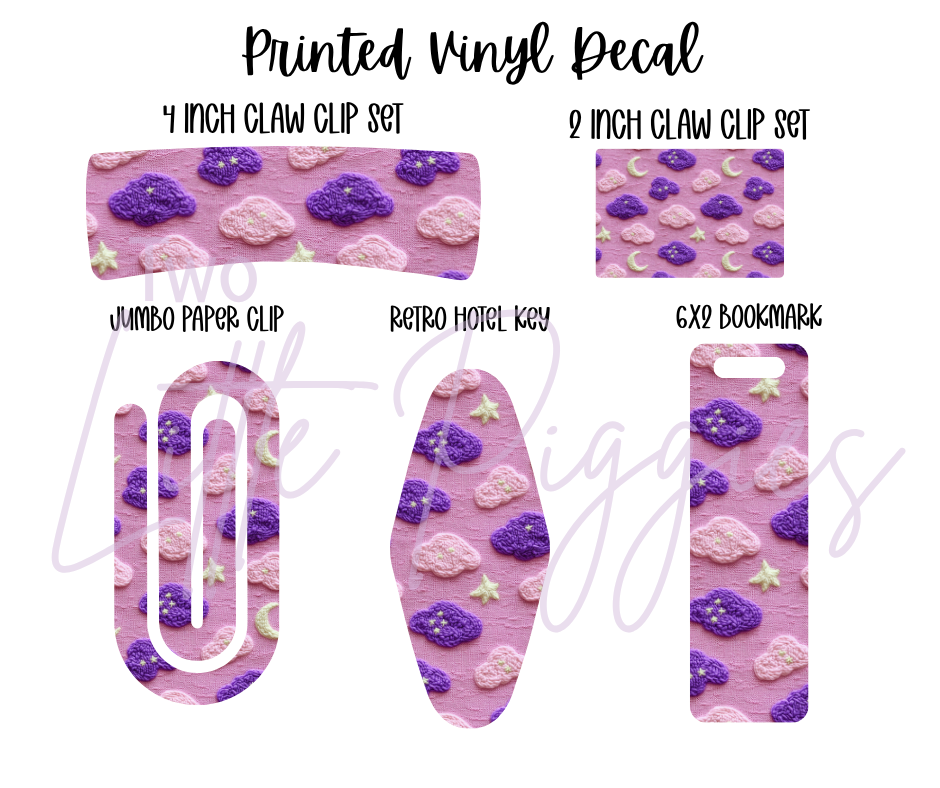 Printed Vinyl - Embroidered Clouds