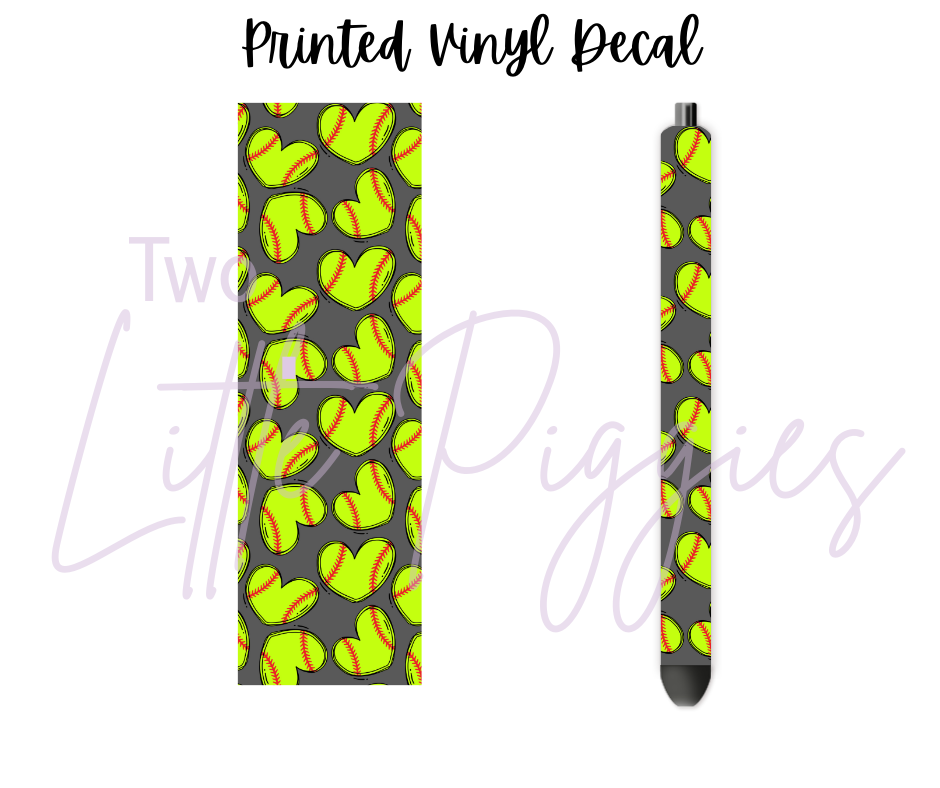 Printed Vinyl - Softball Hearts