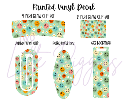 Printed Vinyl - Floral Melted Smiley