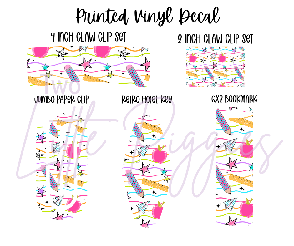 Printed Vinyl - Wavy School Supplies