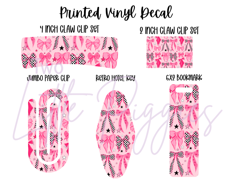 Printed Vinyl - Checker and Pink Bows