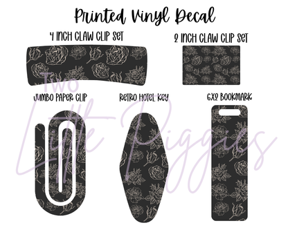 Printed Vinyl - Black and Cream Roses