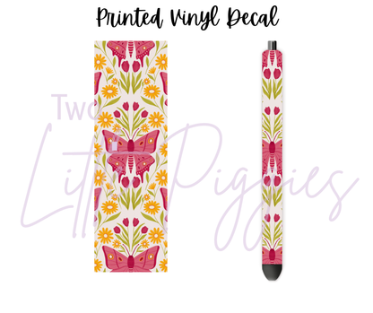 Printed Vinyl - Moths and Tulips