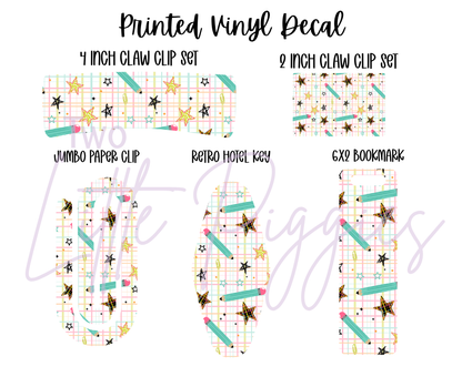 Printed Vinyl - Pencil Star Plaid