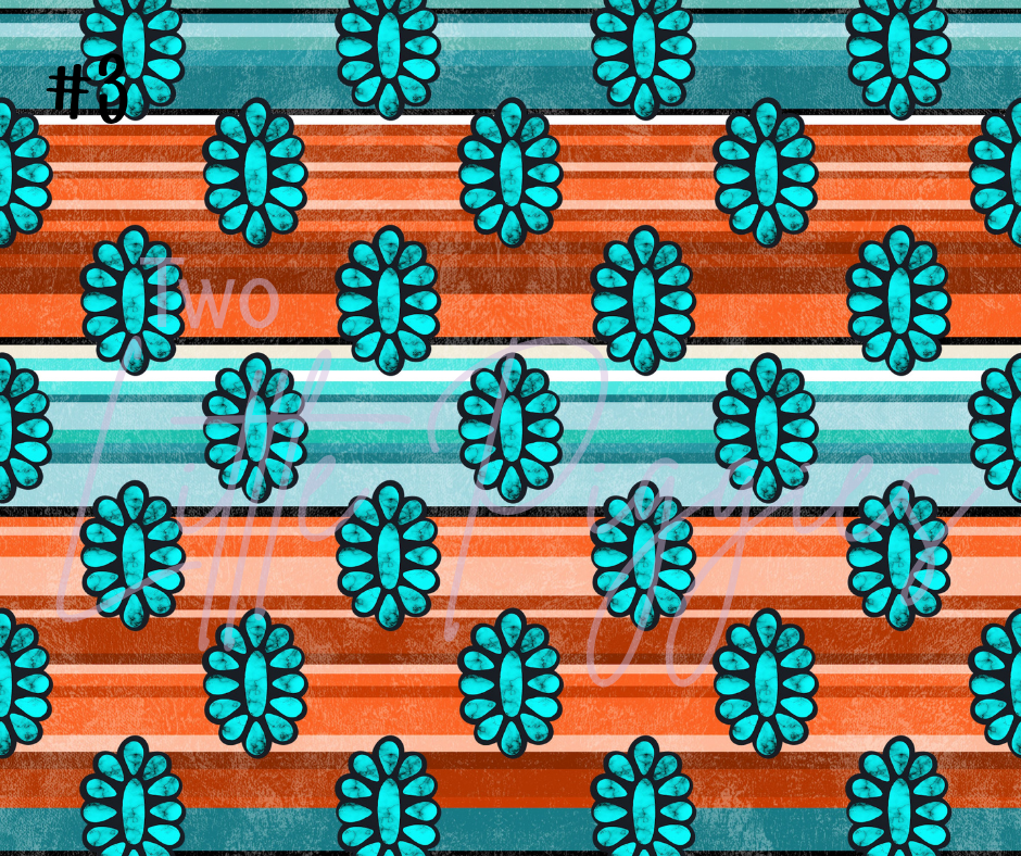 Printed Vinyl - Orange Turquoise Aztec