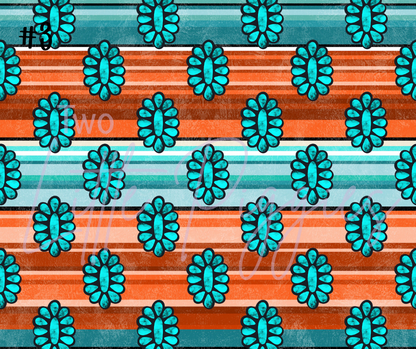Printed Vinyl - Orange Turquoise Aztec