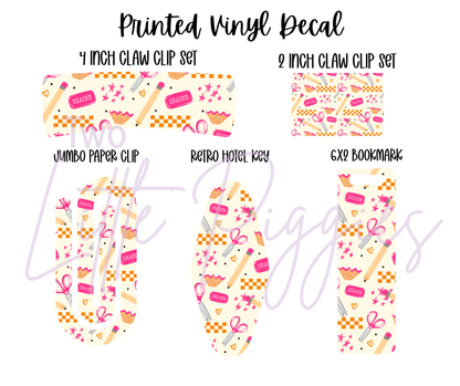 Printed Vinyl - Pink School Supplies