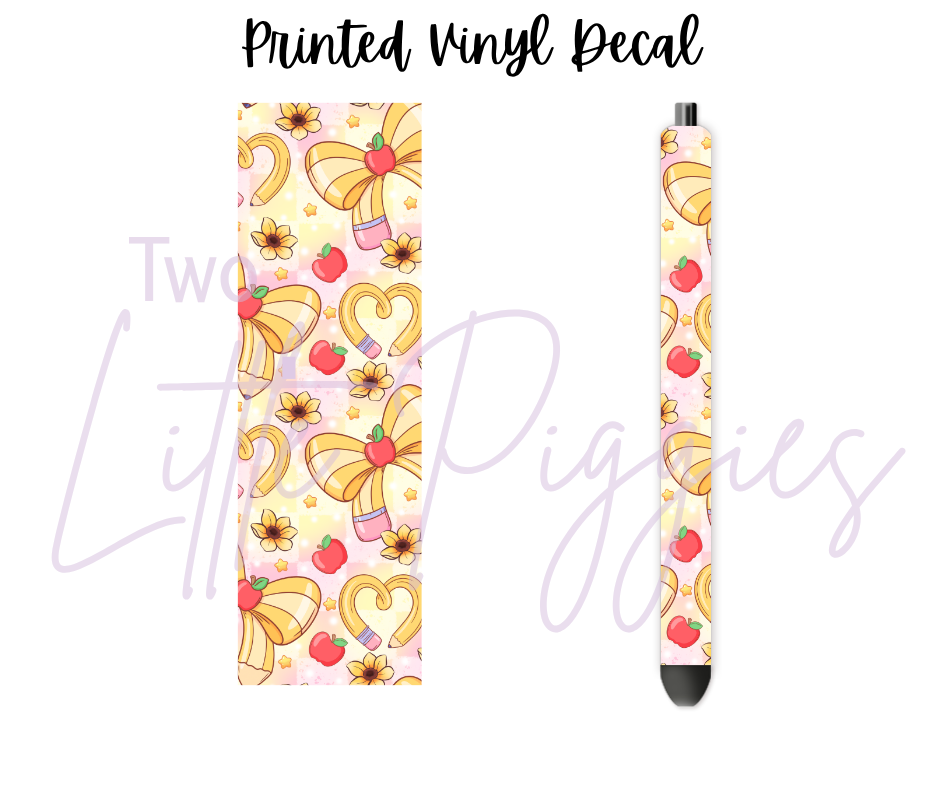 Printed Vinyl - Back to School - Heart Pencil Bow
