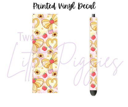 Printed Vinyl - Back to School - Heart Pencil Bow