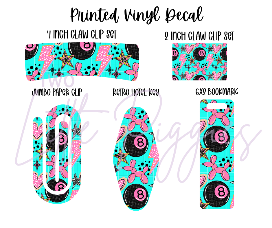 Printed Vinyl - Pink and Teal 8 Ball