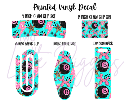 Printed Vinyl - Pink and Teal 8 Ball