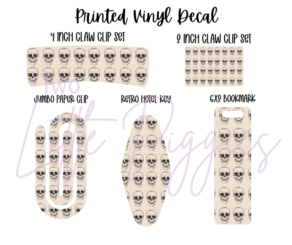 Printed Vinyl - Black and Cream Skulls