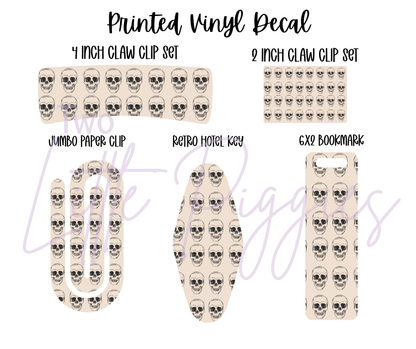 Printed Vinyl - Black and Cream Skulls