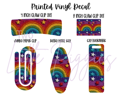 Printed Vinyl - Embroidered Rainbows