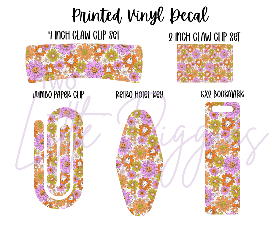 Printed Vinyl - Retro Halloween Flowers