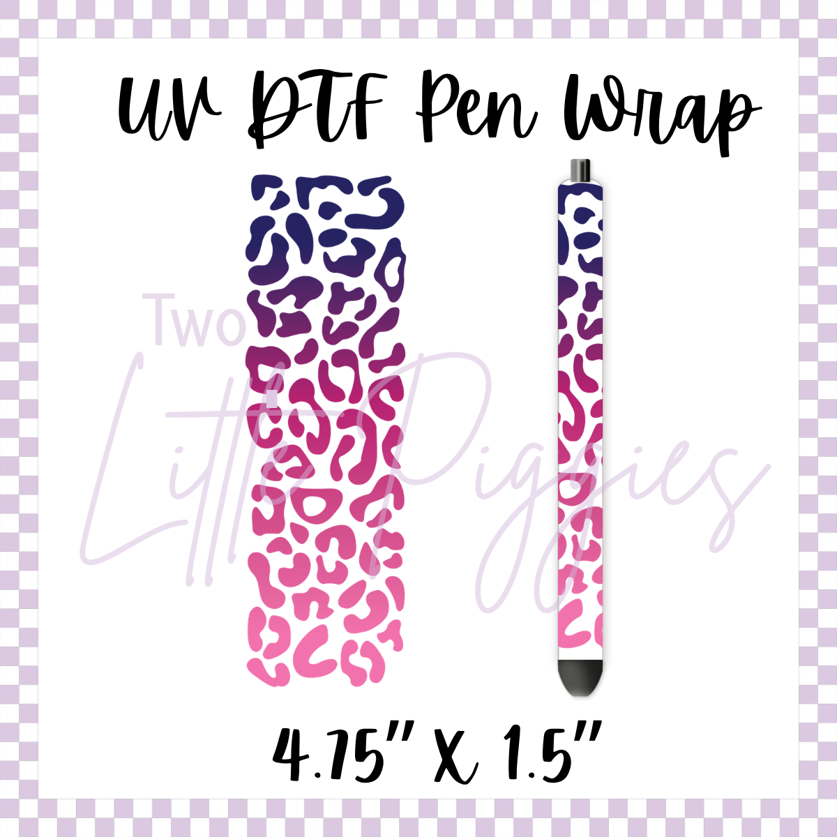 UV DTF - Pen Wrap - Pink Gradient Leopard