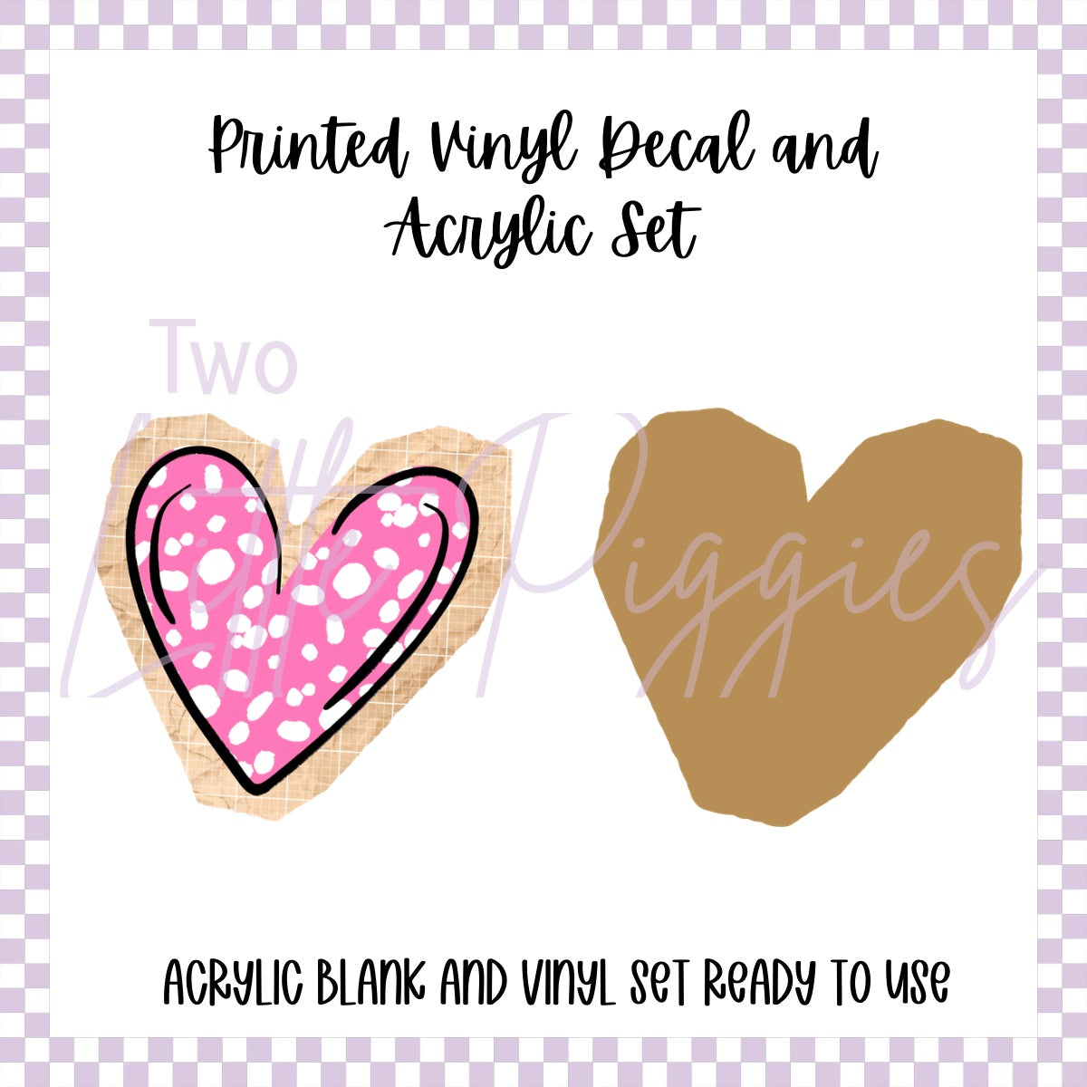 Printed Vinyl and Acrylic Set - Pink Spotted Heart