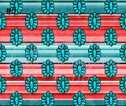 Printed Vinyl - Coral Aqua Aztec