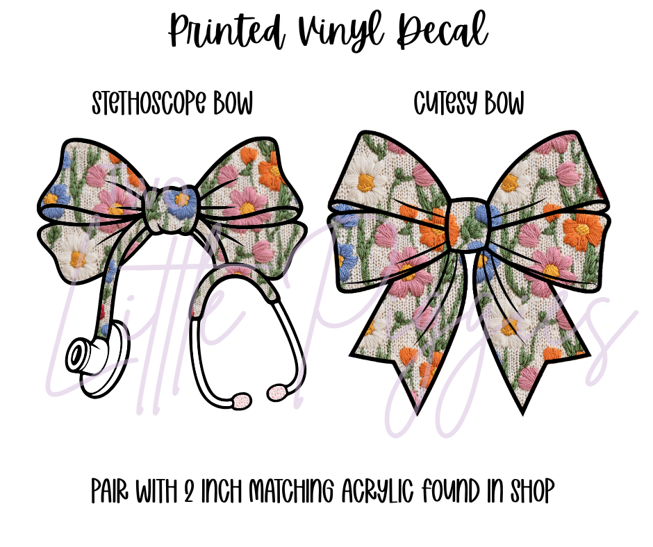 Printed Vinyl - Embroidered Flowers