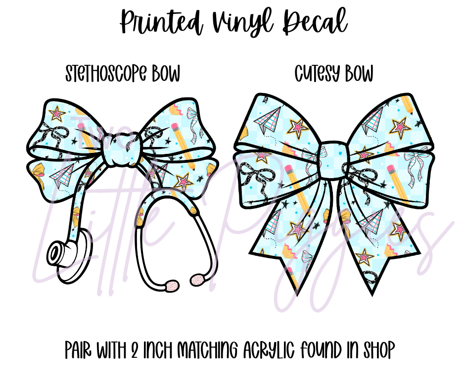 Printed Vinyl - School Bows and Paper Planes