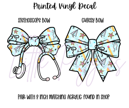 Printed Vinyl - School Bows and Paper Planes