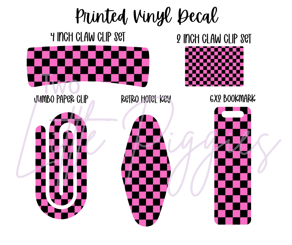 Printed Vinyl -  Pink and Black Checkered
