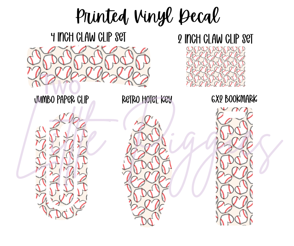 Printed Vinyl - Baseball Hearts