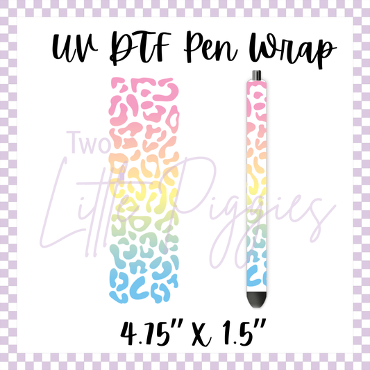 UV DTF - Pen Wrap - Pastel Rainbow Gradient Leopard