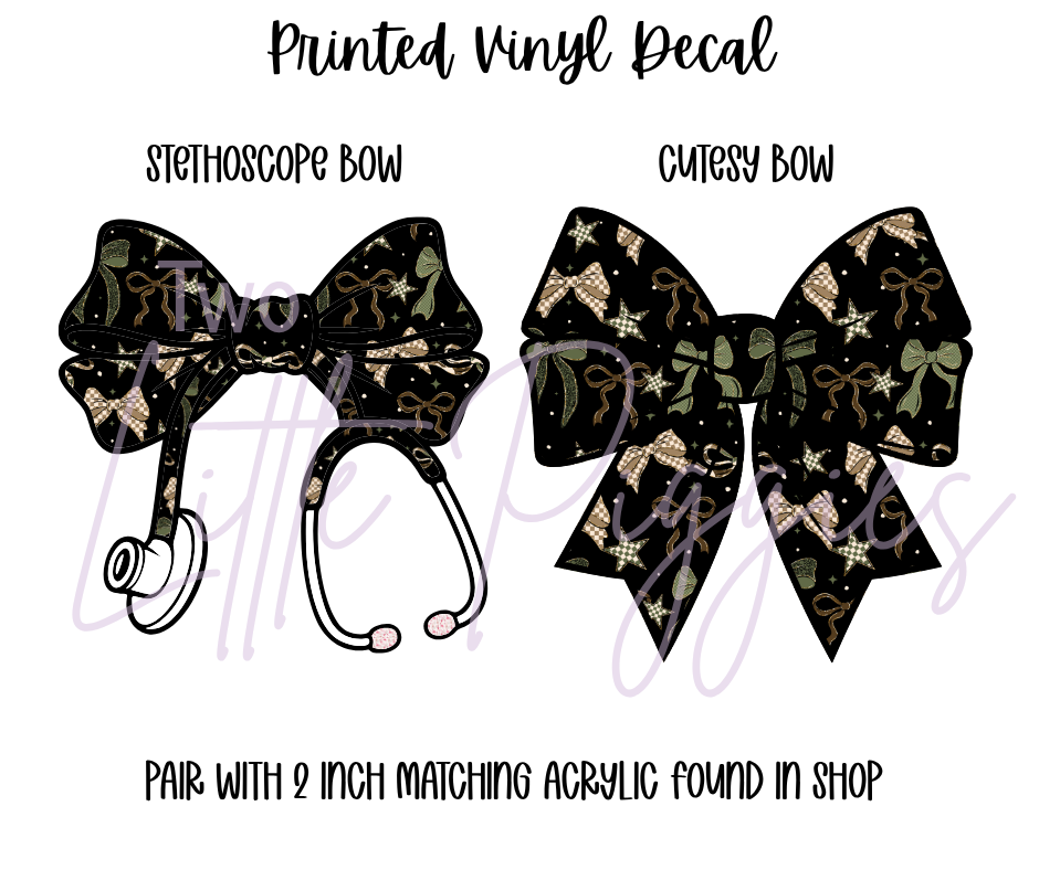 Printed Vinyl - Brown and Green Bows